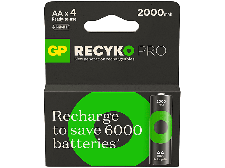 GP 4X 2000 mAh Recyko Pro Şarj Edilebilir AA Boy Kalem Pil