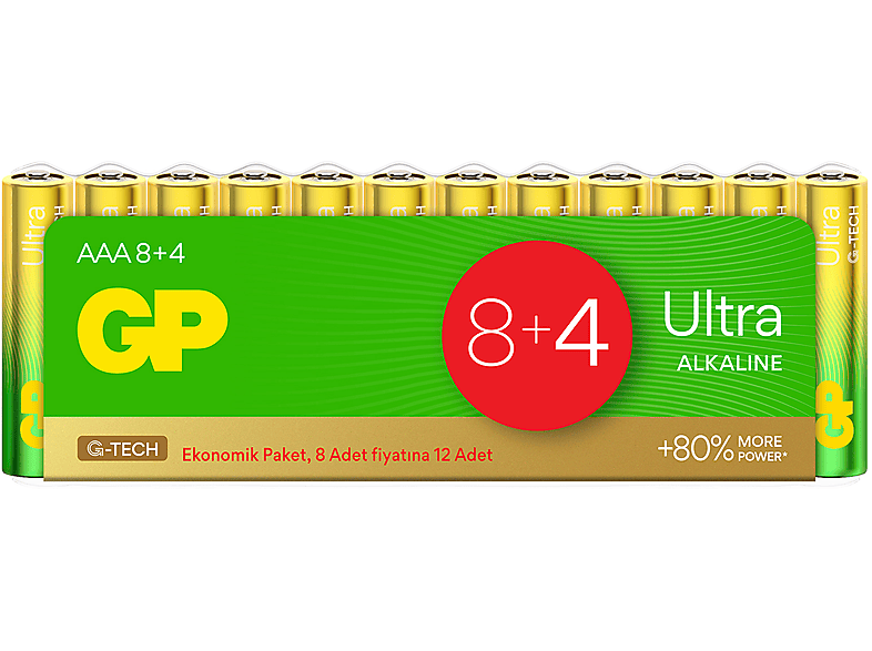 GP 12X Ultra Alkalin AAA Boy İnce Pil