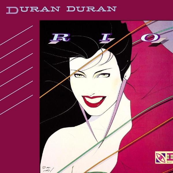 A Duran Duran 'Rio' című albumának borítója. Egy nő arcát ábrázolja a 'Rio' szóval.