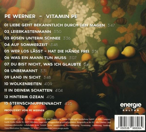 CD-Album mit Titelliste und einem Bild von Früchten. Produziert von PE WERNER.