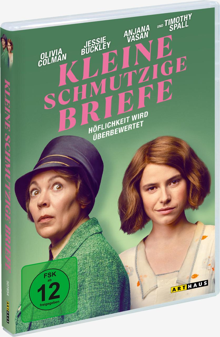 DVD-Cover, zwei Frauen, Text: Kleine Schmutzige Briefe, grüner Hintergrund.