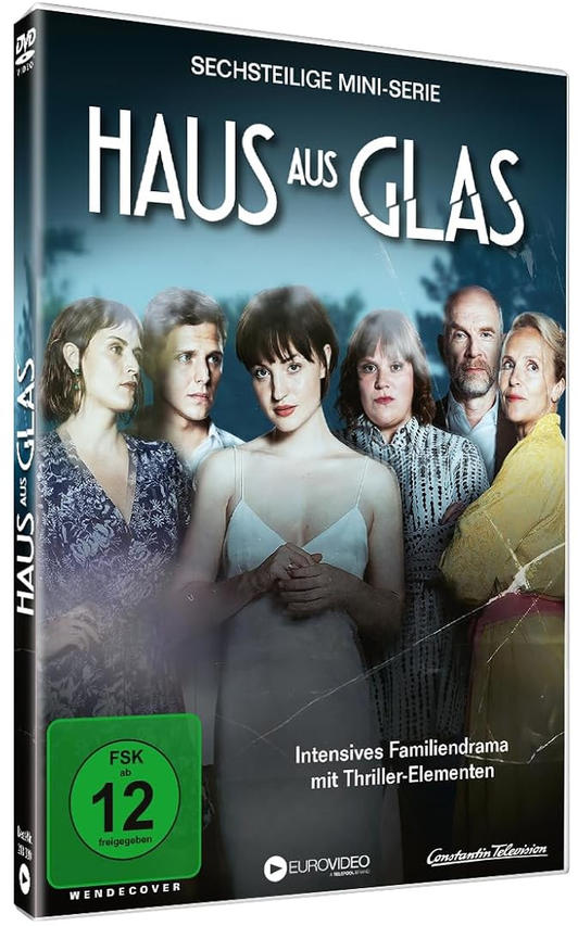DVD-Cover der Serie 'Haus aus Glas' mit einer Gruppe von Personen auf dem Cover.