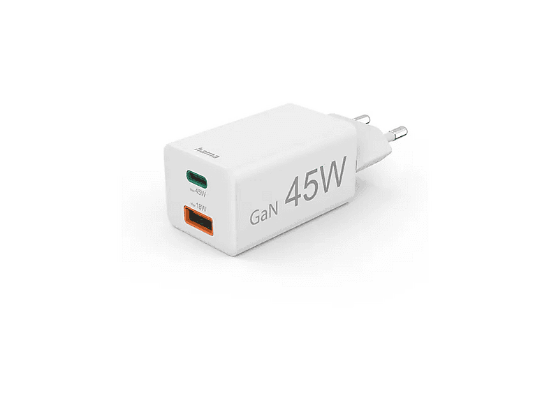 Ładowarka sieciowa HAMA 1x USB-C Power Delivery USB-A QC Mini 45W Biała 201993