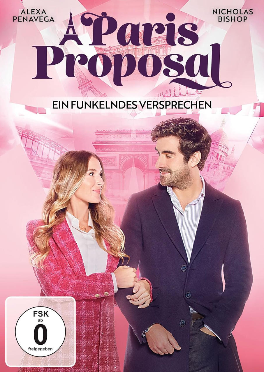 Filmplakat für 'A Paris Proposal'. Ein Paar blickt sich vor dem Eiffelturm an.
