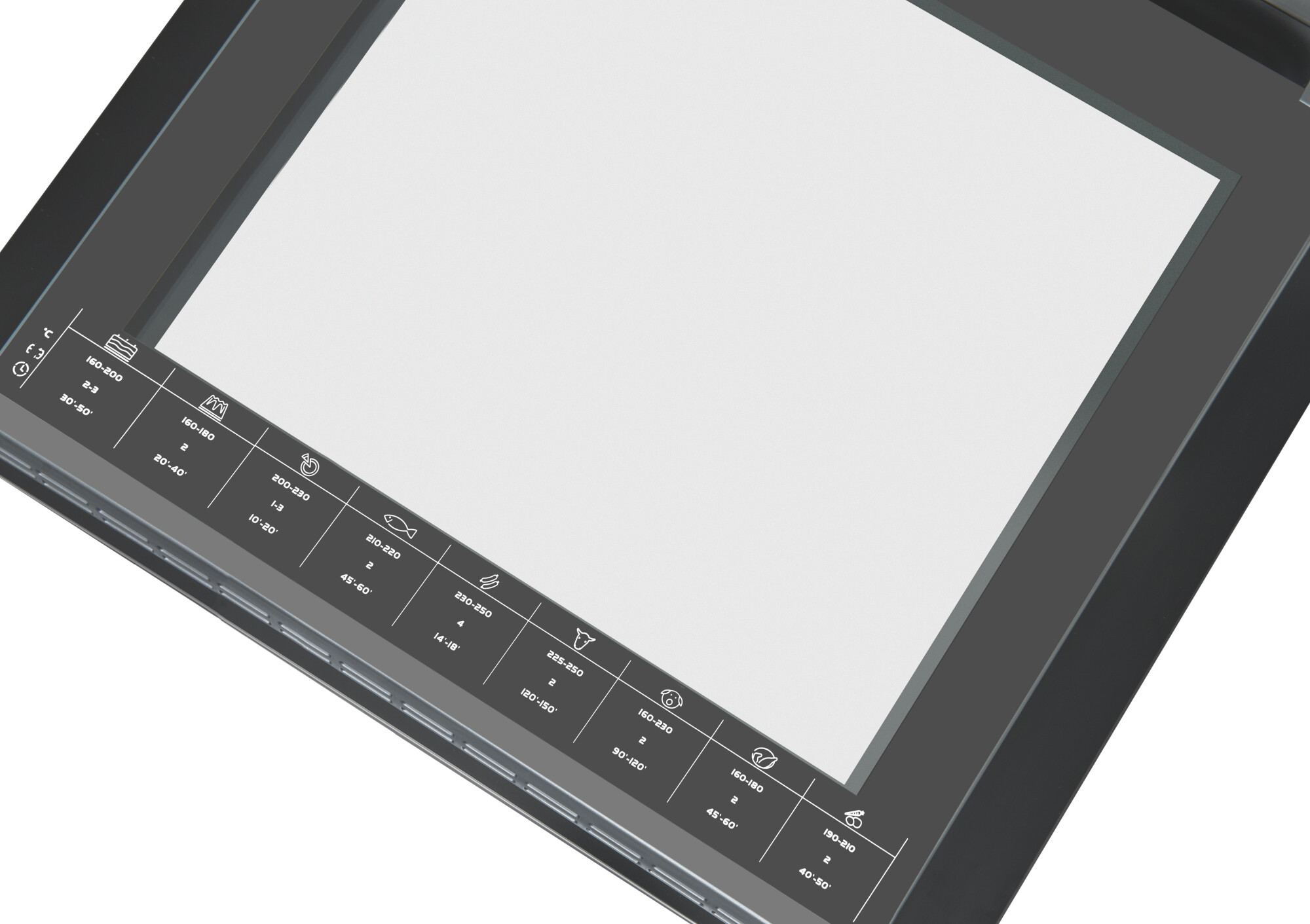 Zbliżenie panelu sterowania piekarnika z różnymi ustawieniami gotowania.