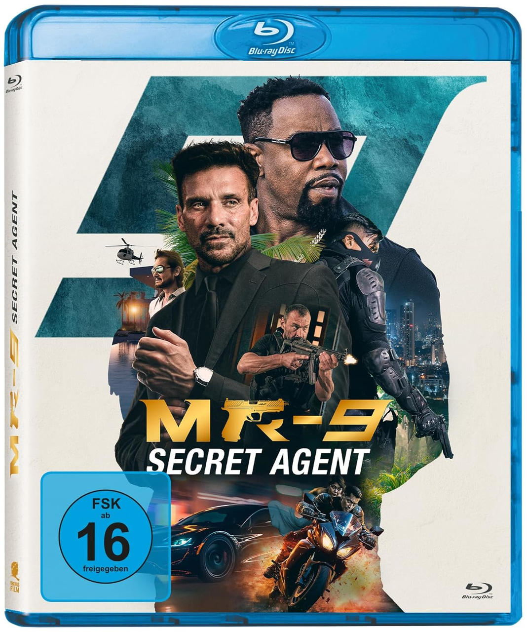 Blu-ray-Filmhülle mit Filmplakat mit mehreren Personen und einem Auto.