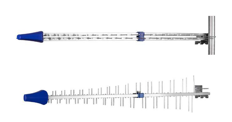 Dwie anteny. Jedna prosta, a druga z wieloma prętami.