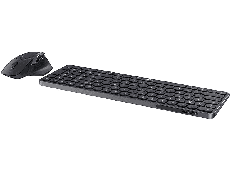 Thumbnail - RAPOO 9760M Ultra-Slim Multimodus, Deskset, Kabellos, Schwarz