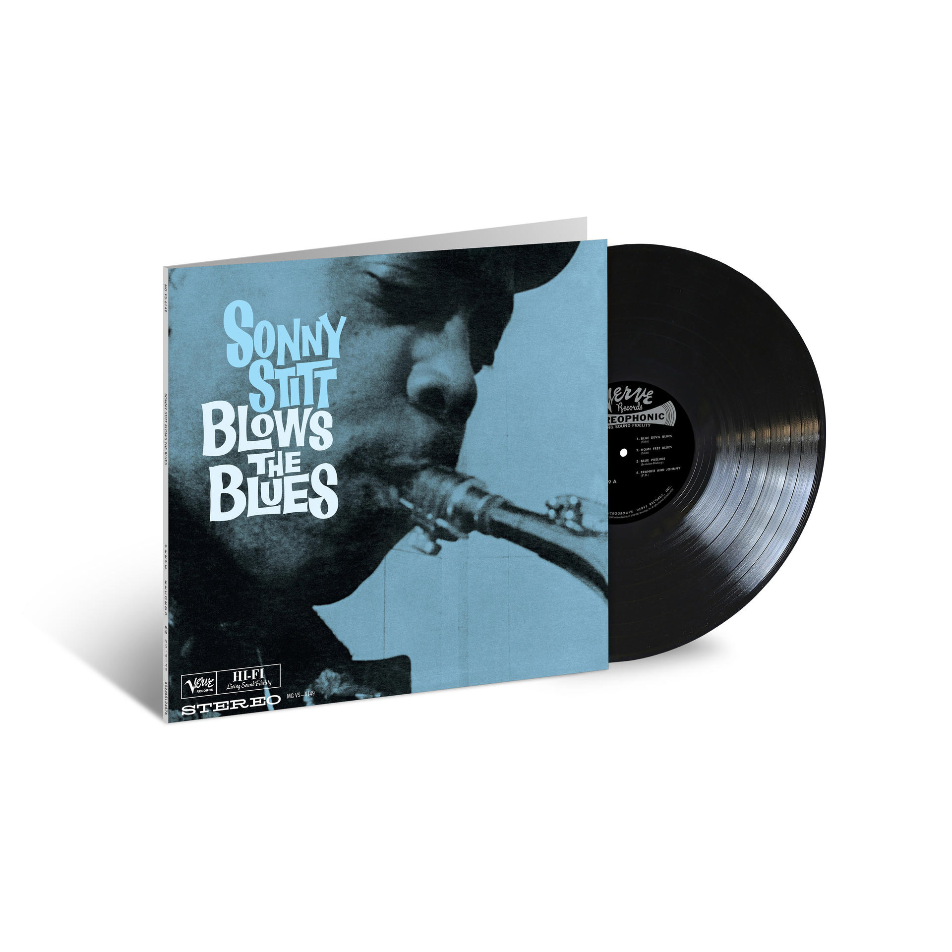 Cover-Art für ein Vintage-Vinyl-Schallplattenalbum: Sonny Stitt Blows The Blues.