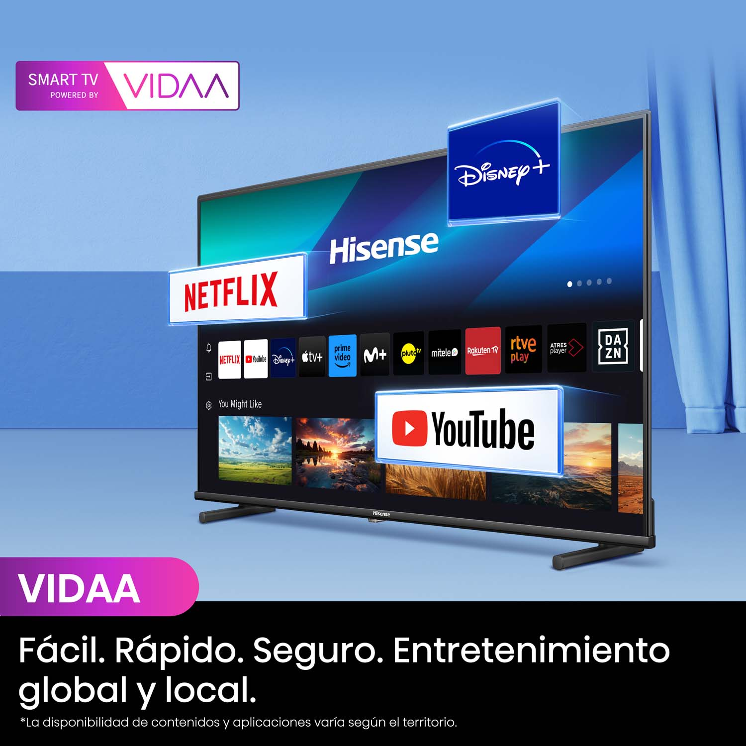 TV QLED 40" - Hisense 40A5NQ/QLED, Full-HD, HDR 10+, Dolby Atmos, Modo Deportes IA, Control por voz,  Negro