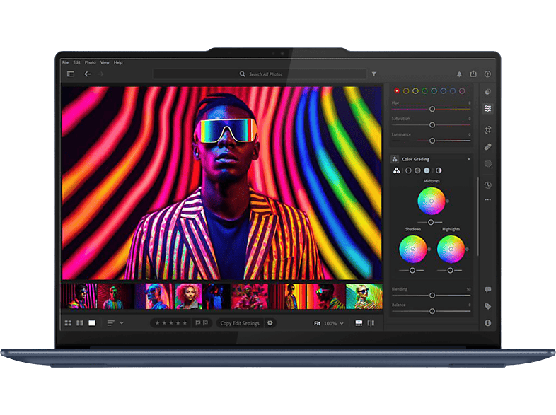LENOVO Yoga Slim 7 14Q8X9 Copilot+ PC Notebook 14,5 Zoll, 3K, Qualcomm Snapdragon X Elite X1E-78-100, 32 GB RAM, 1000 SSD, Windows 11 Home, Adreno™ Onboard Graphics, Cosmic Blue