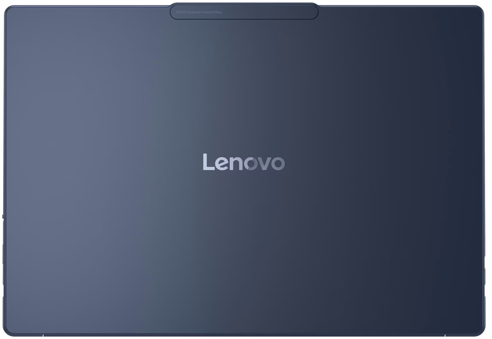 Dunkelblaues Lenovo-Tablet, Draufsicht, mit Lenovo-Logo.