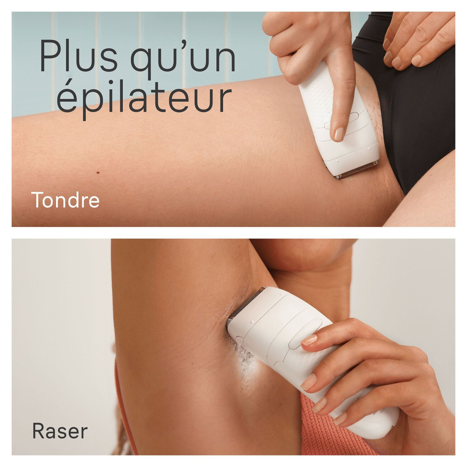 Une femme se rase l'aisselle avec un rasoir.