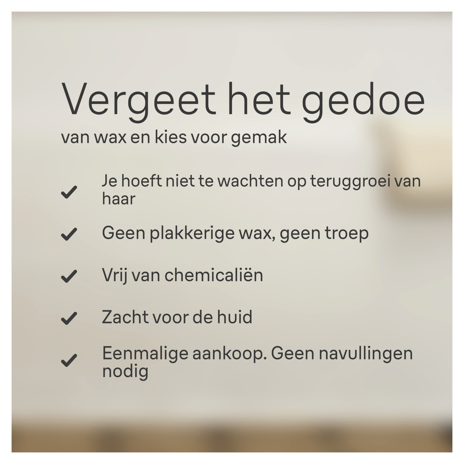 Text on a white background promoting hair removal benefits.