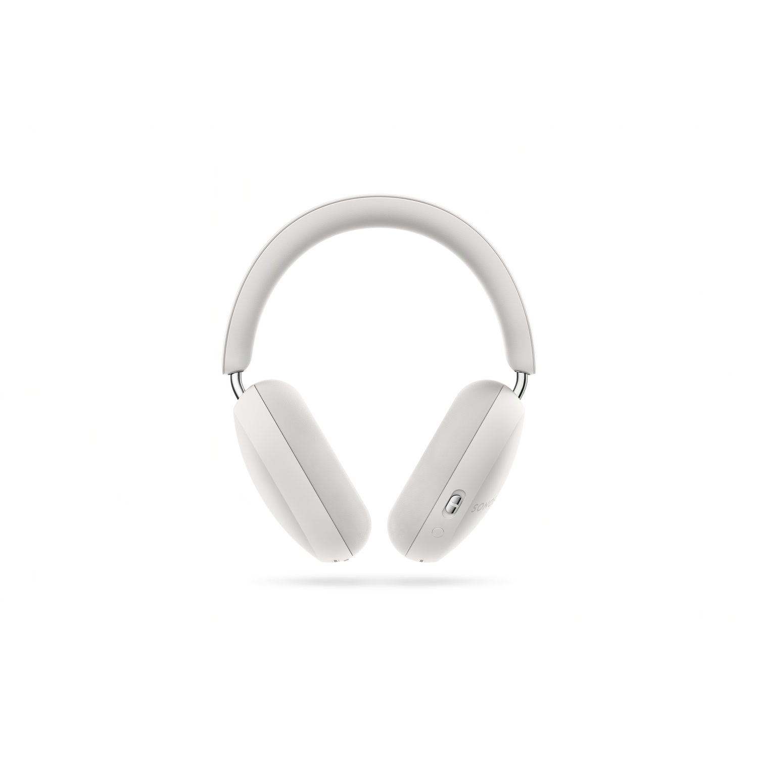 White headphones on a white background. The headphones are over-ear and have a sleek, modern design.