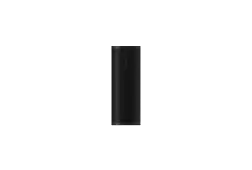 Black cylindrical speaker on a black background. The speaker has a mesh-like texture.