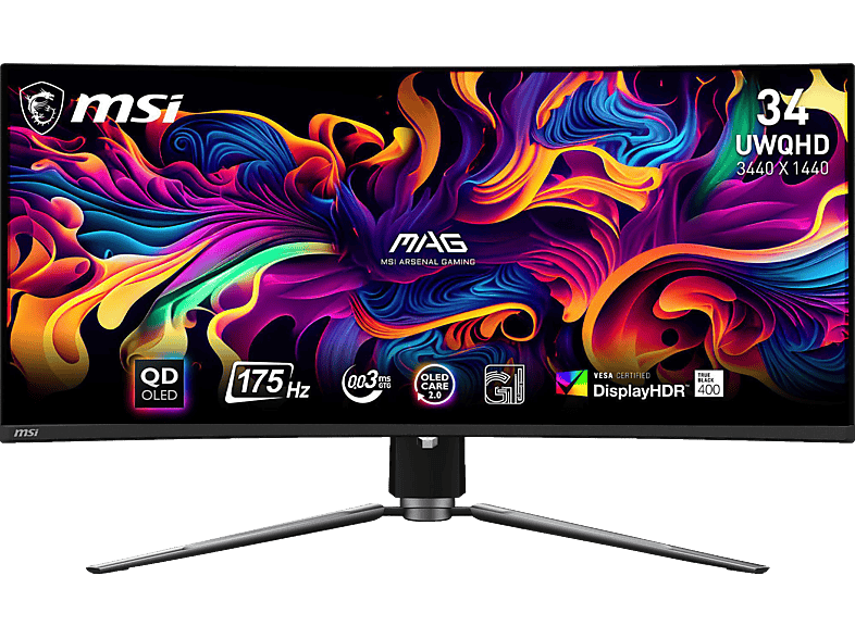 MSI MAG 341CQPDE QD-OLED 34 Zoll UWQHD Gaming Monitor (0,03 ms Reaktionszeit