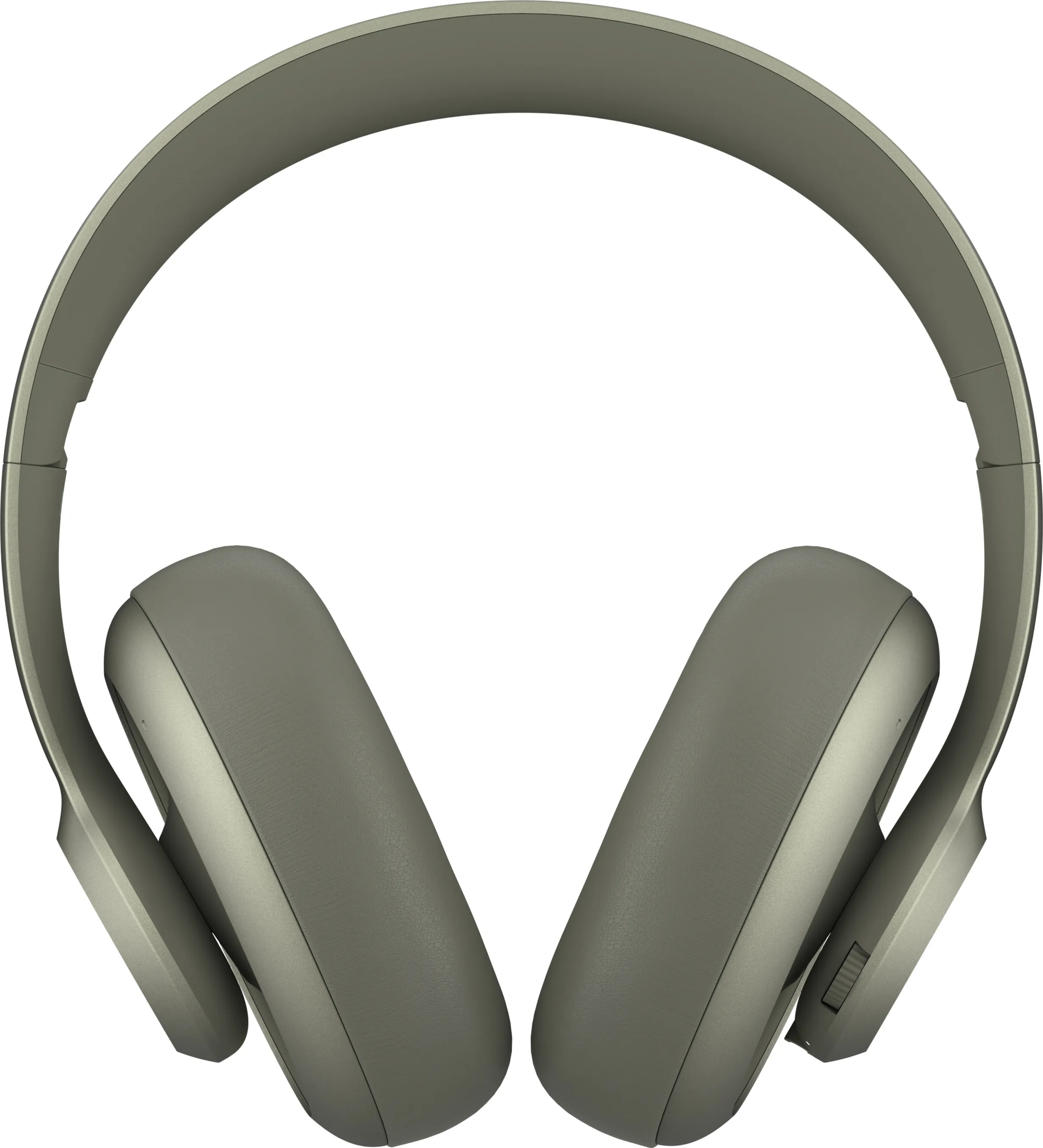 Casque audio, vert clair, design circum-auriculaire, avec contrôle droit.