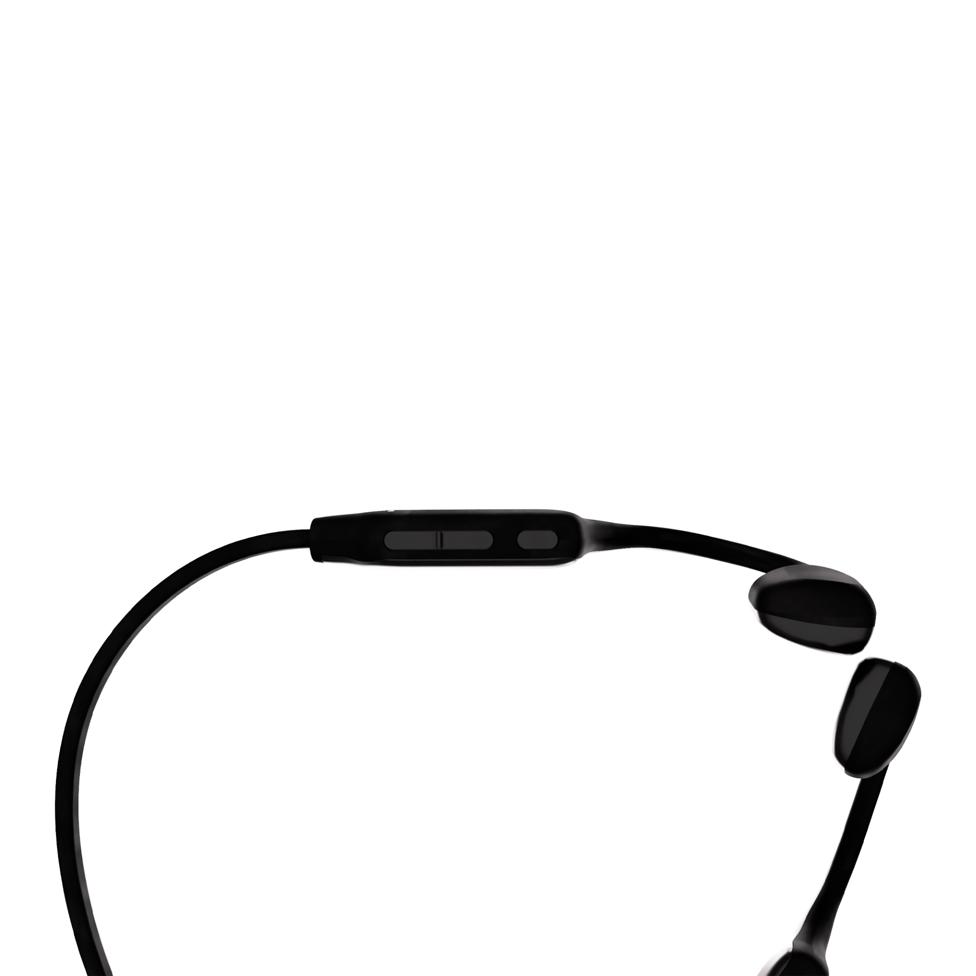 Auriculares de conducción ósea inalámbricos negros.