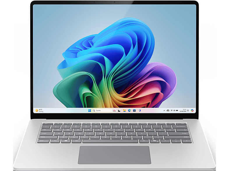 MICROSOFT Surface Laptop 7th Edition, Copilot+ PC, 15 Zoll, Qualcomm® Snapdragon® X Elite, 16 GB RAM, 256 GB SSD, Windows 11 Home (64 Bit), Adreno™ Onboard Graphics, Platin