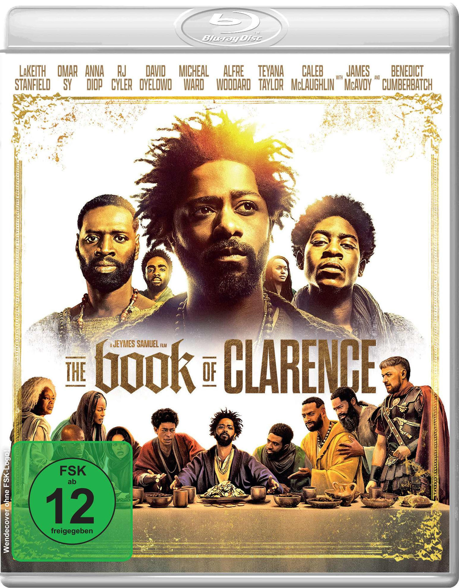 Filmcover mit Schauspielern, Titel 'The Book of Clarence' und einer Bewertung.