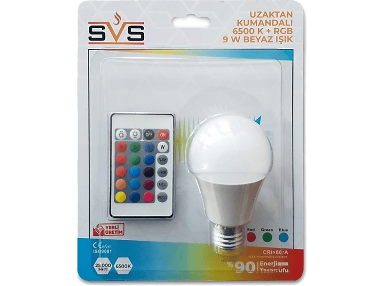 SVS 9W RGB E27 6500K DIM LED Lamba