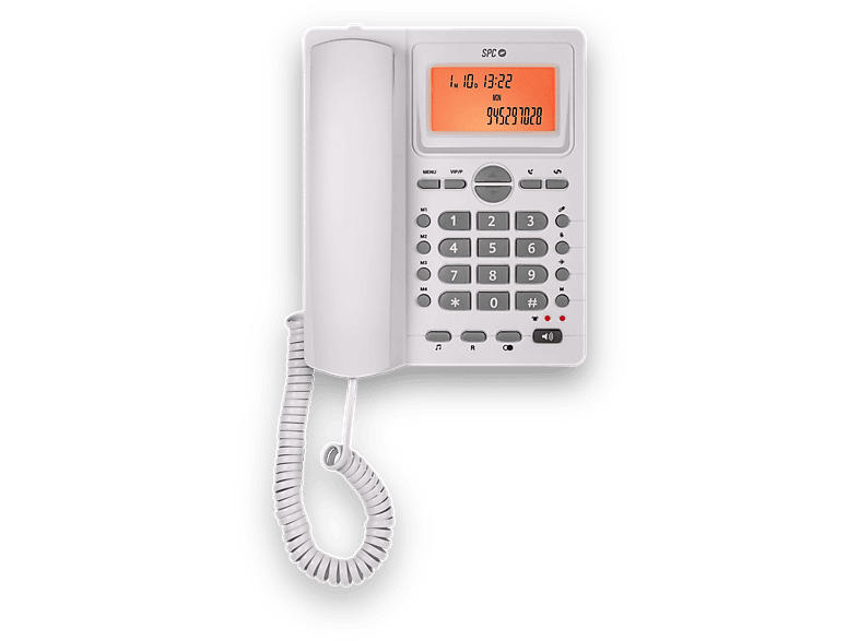 Teléfono - SPC Office ID 2, Análogo, Mute, Identificación de Llamada, Pantalla Iluminada, 4 Memorias Directas, Blanco