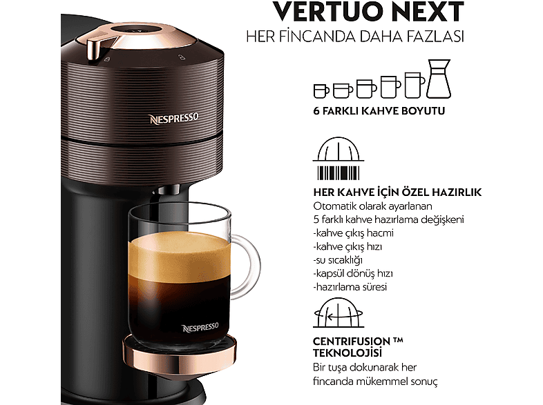 NESPRESSO Vertuo Next Premium Kapsüllü Kahve Makinesi Kahverengi_1