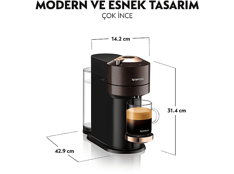 NESPRESSO Vertuo Next Premium Kapsüllü Kahve Makinesi Kahverengi