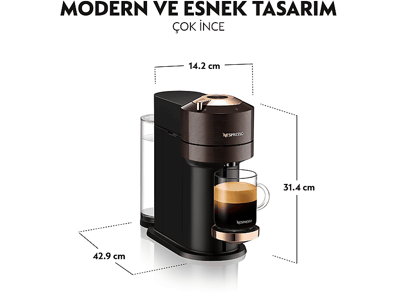 NESPRESSO Vertuo Next Premium Kapsüllü Kahve Makinesi Kahverengi_5