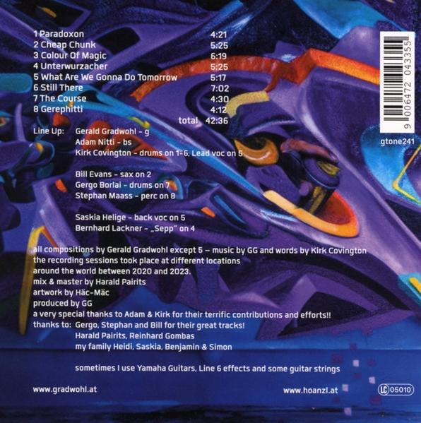 Album-Cover mit Titelliste, Bandmitgliedern und Produktionsdetails.