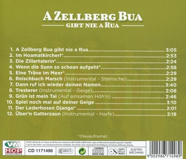 Albumcover mit Text und Titellisten-Details auf grünem Hintergrund.