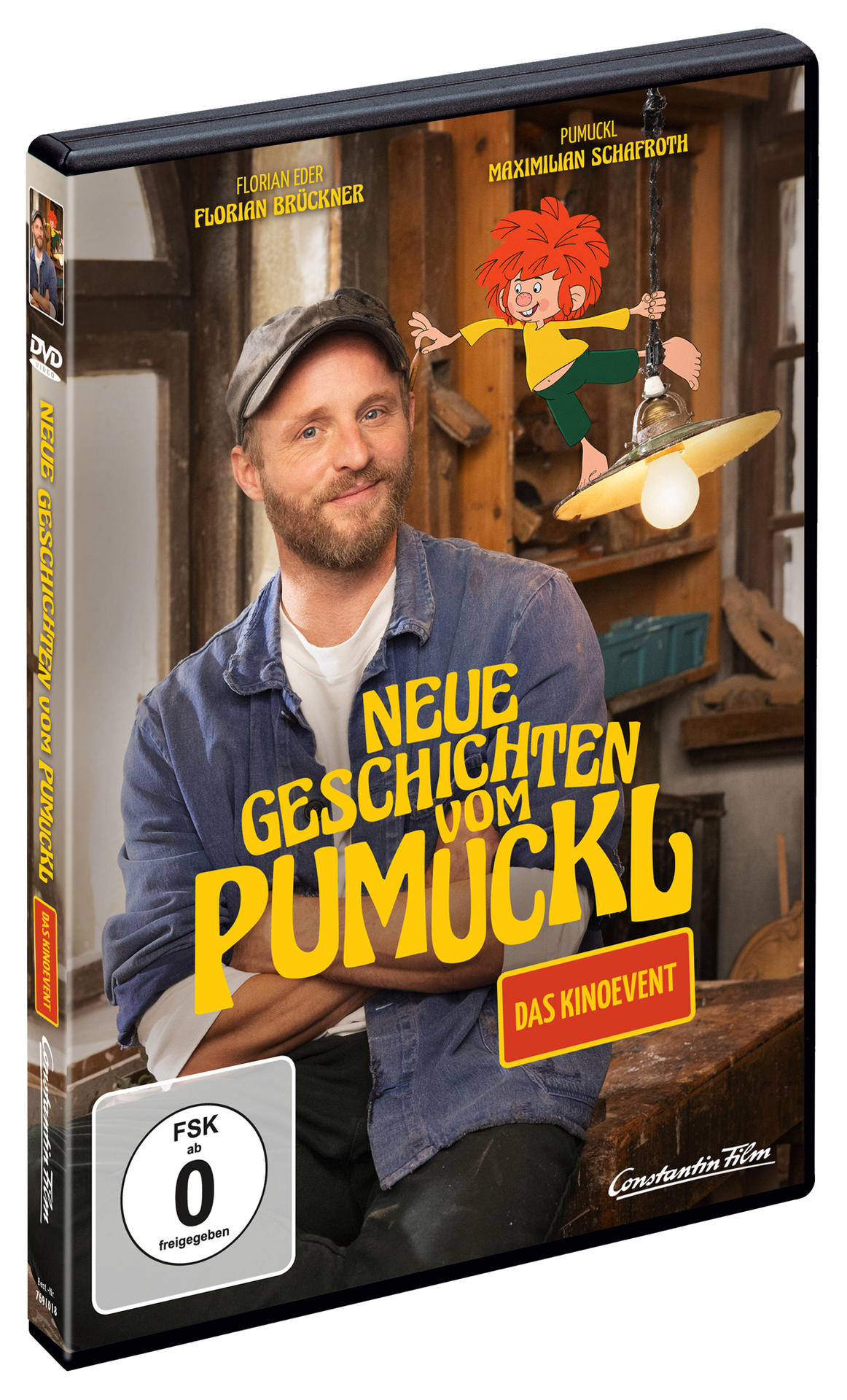 Eine DVD-Hülle mit einem lächelnden Mann und einer Zeichentrickfigur darauf.