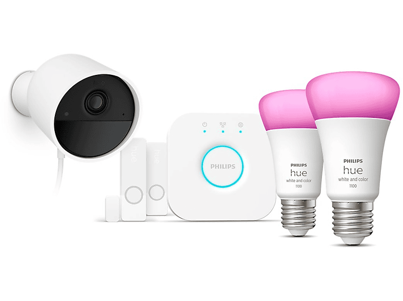 Zestaw startowy PHILIPS HUE Secure (kamera, 2 czujniki, 2 żarówki, mostek) – zdjęcie 2