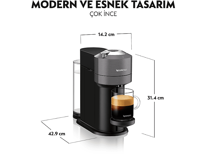 NESPRESSO Vertuo Next Kapsüllü Kahve Makinesi Gri_3