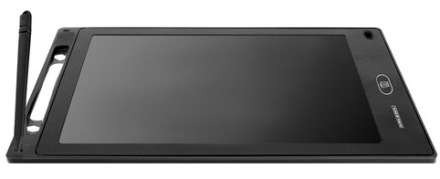 Czarny tablet z anteną na białym tle. Ekran jest ciemny.