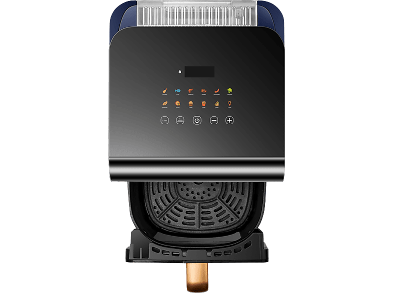 PANASONIC Air Fryer NF-CC600 Air Fryer (Heißluftfritteuse) 1450 Watt Schwarz mit Roségoldenem Griff, Dunkelblau an den Seiten