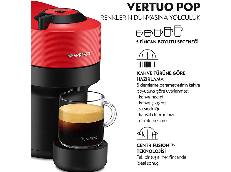 NESPRESSO Vertuo Pop Kapsüllü Kahve Makinesi Kırmızı_1