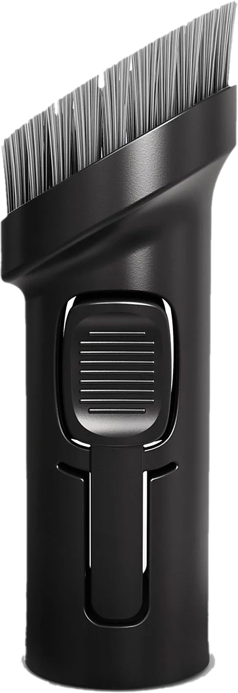 Accessoire de brosse d'aspirateur noir avec des poils angulaires.