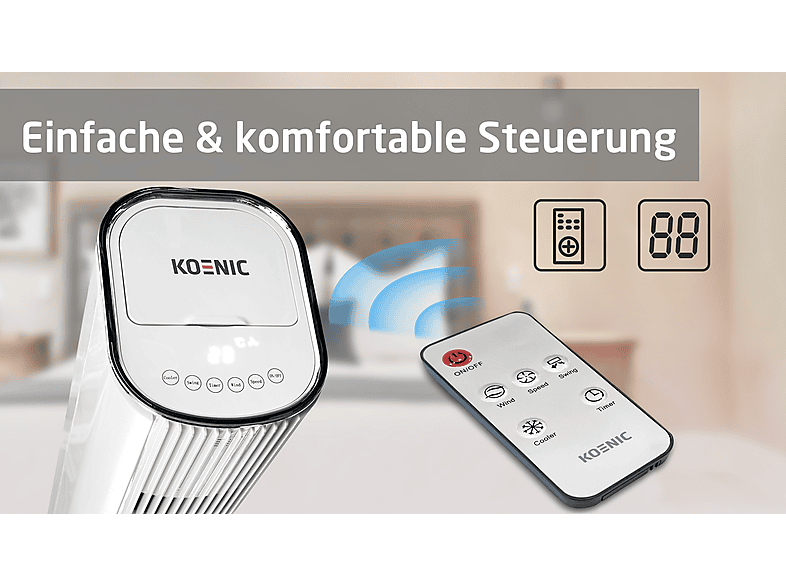 KOENIC KTFC 806022 2in1 Luftkühler und Turmventilator Weiß (80 Watt)