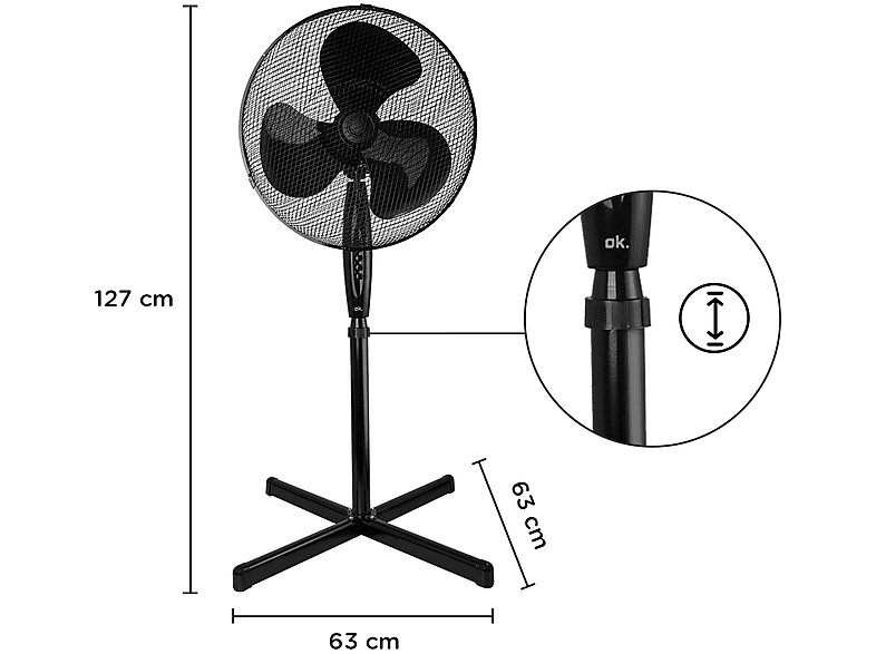 Thumbnail - OK. OSF 40323 B Standventilator Schwarz (45 Watt)