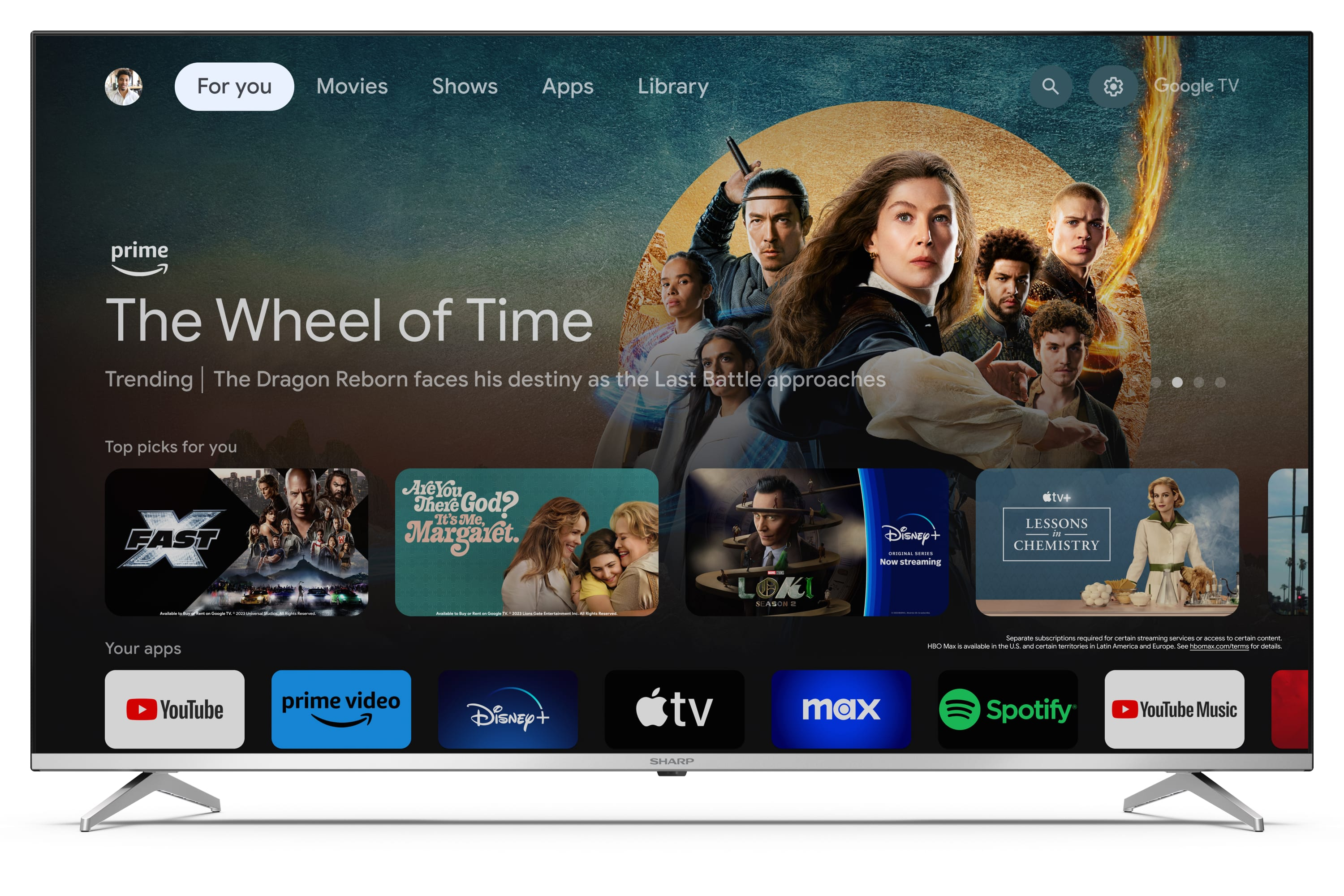 TV QLED 55" - Sharp 55GP6260E, UHD 4K, Dolby Atmos®, Smart TV, DVB-T2, Chromecast integrado, Bluetooth, Plata