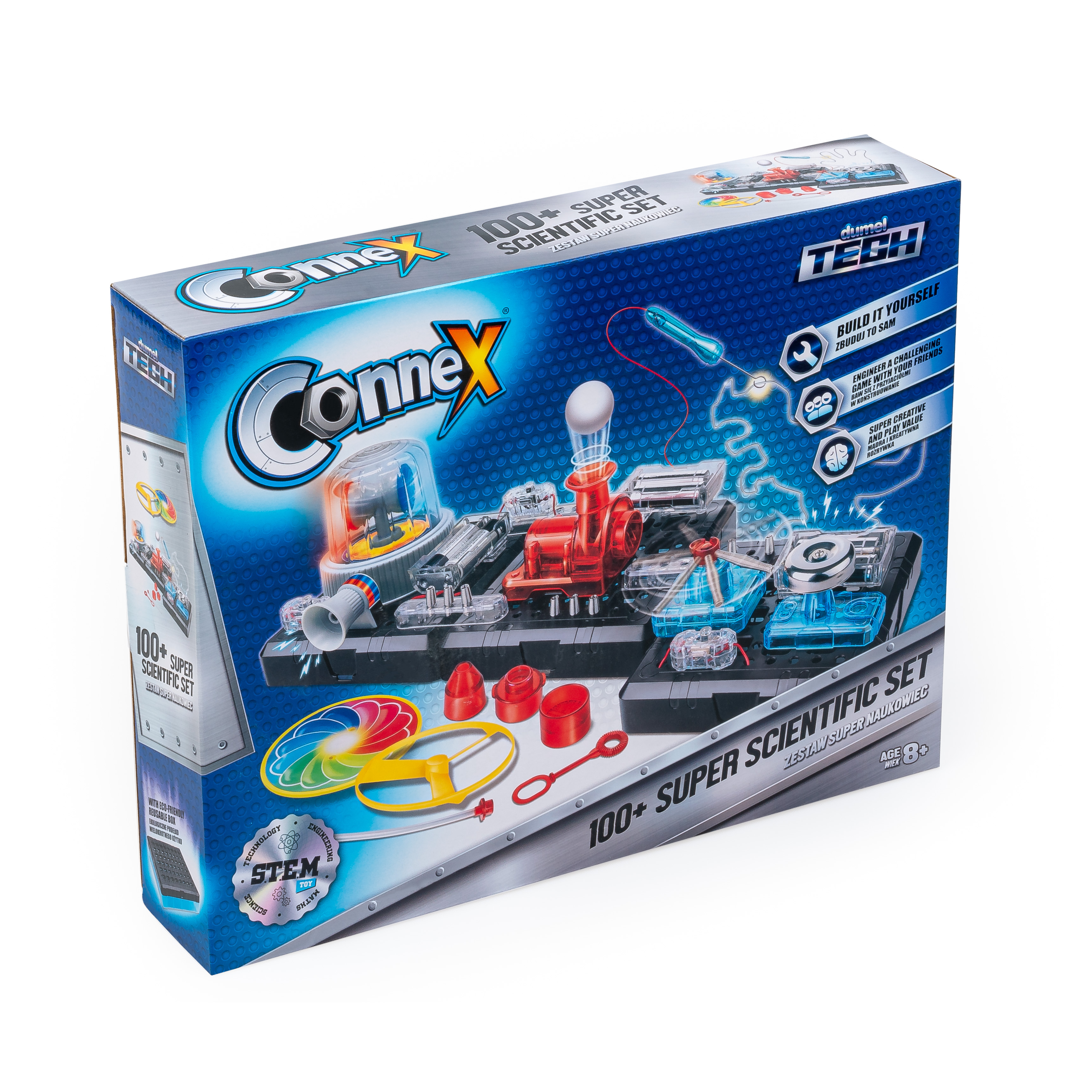Pudełko ConneX Super Scientific Set na białym tle.