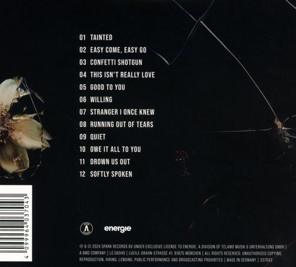 Rückseite einer CD mit einer Liste von Songtiteln und Credits.