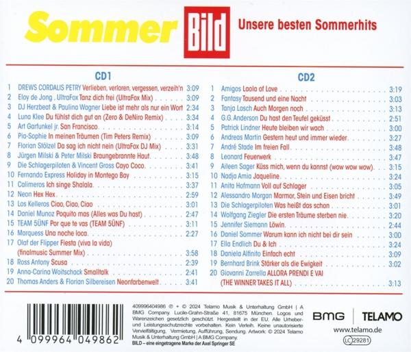 CD-Cover mit Songtiteln. Enthält ein rot-weißes Logo und eine Liste von Songs auf zwei Discs.