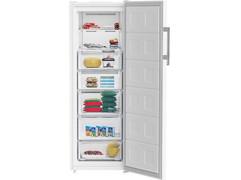 Beko B5RFNE295W Freistehender Gefrierschrank – 260 L, NoFrost, 5 Schubladen + 2 Fächer, Elektronische Steuerung, Türalarm, Weiß (170,5 X 59,7 X 70,9 Cm)