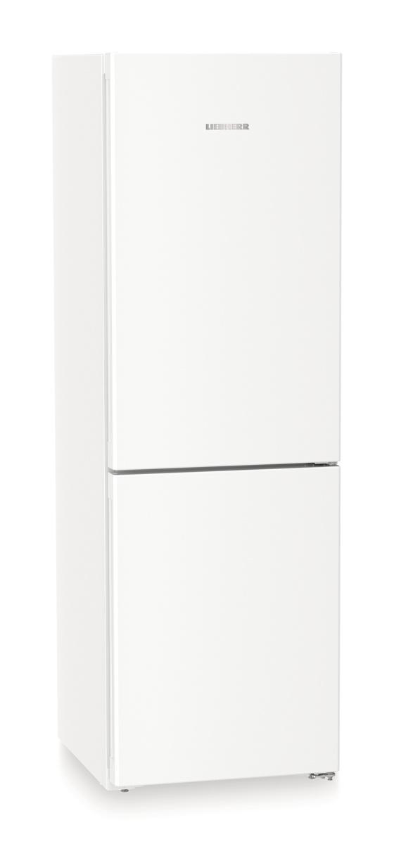 Ein weißer Kühlschrank mit zwei Türen.