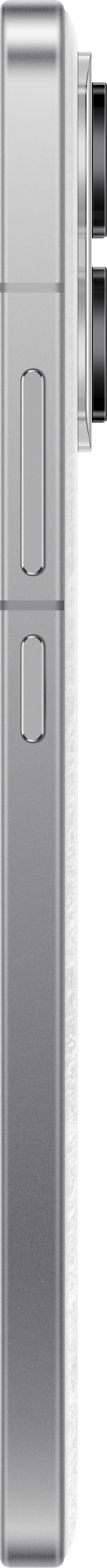 Srebrny bok telefonu z przyciskami, aparatem i eleganckim, prostokątnym designem.