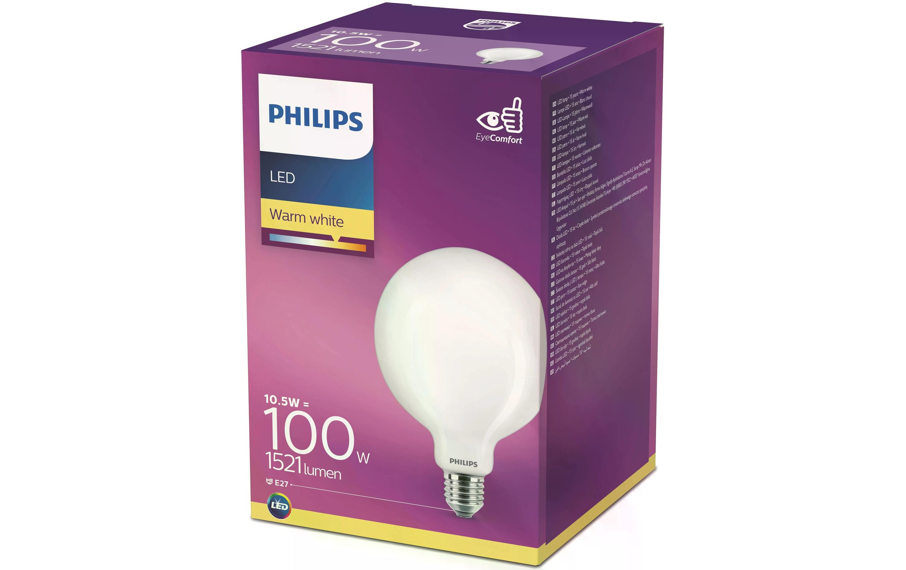 PHILIPS - Ampoule E27 blanc chaud (2700K) 10.5 W 1.521 Lumen