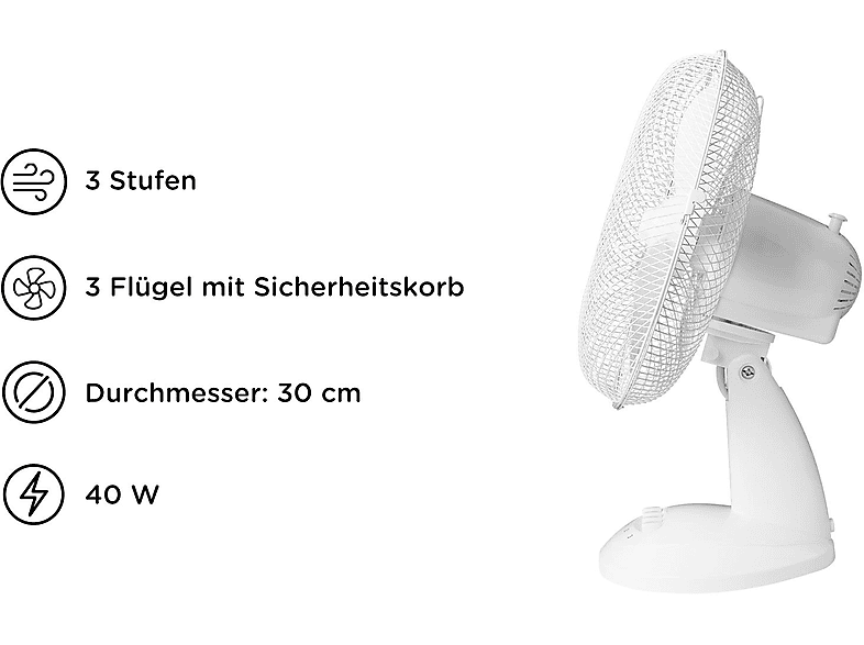 Thumbnail - OK. OTF 30323 W Tischventilator Weiß (40 Watt)